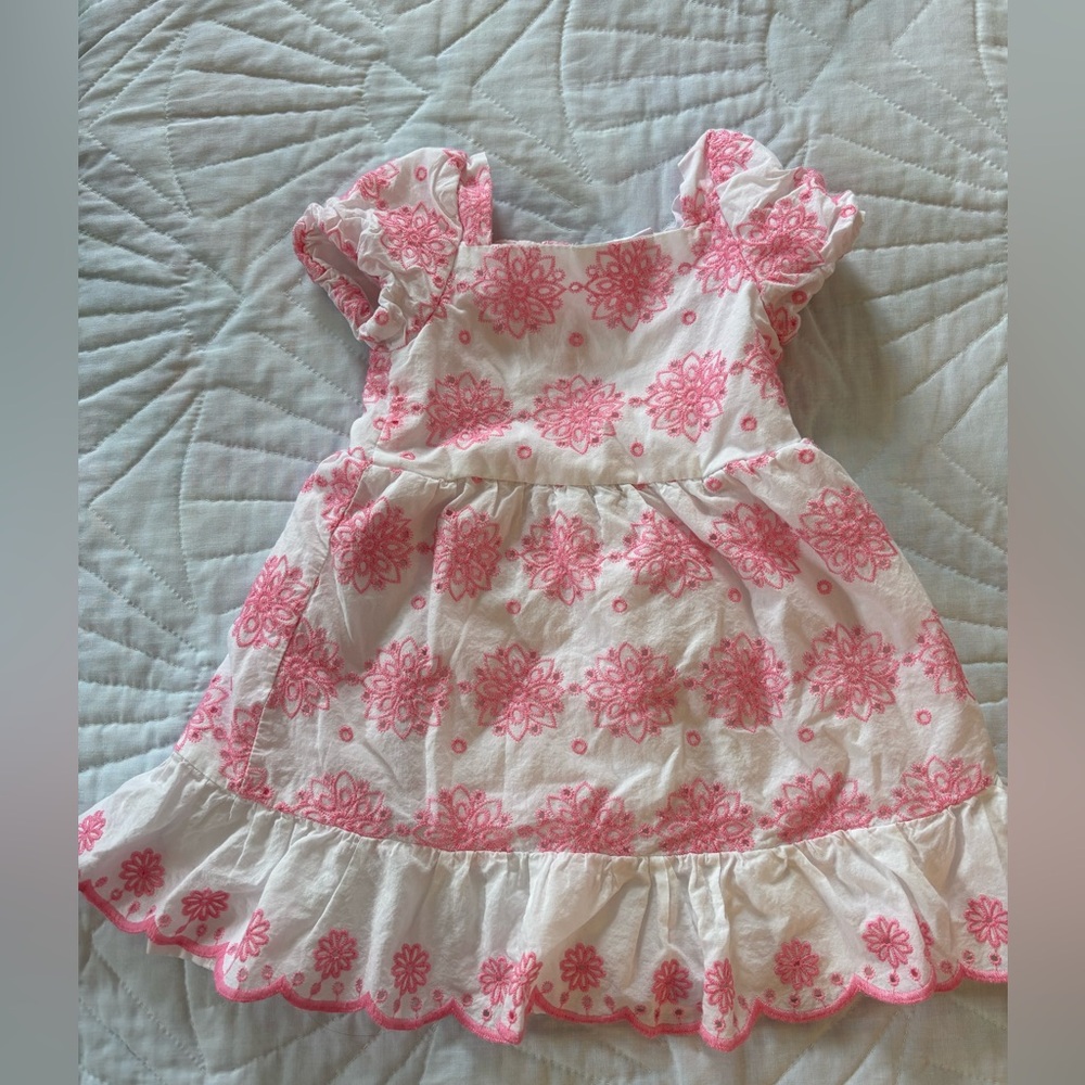 Little Lass Pink and Cream Ruffle Dress